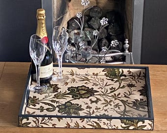 Ottoman Tray with House of Hackney - Indienne.  Extra Large handmade wooden decoupaged decorative serving, footstool, coffee table tray.