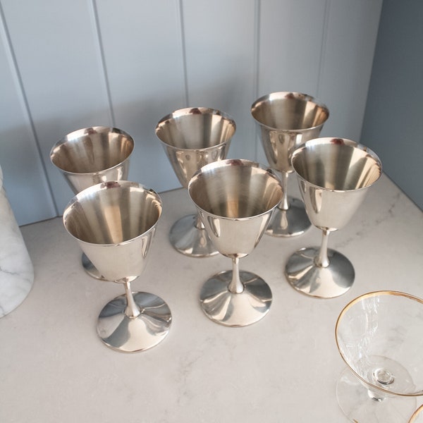 Vintage Silver Goblets Set of 6