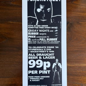 Backstreet London Poster Tom of Finland Leather Bar