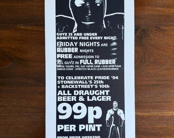 Backstreet London Poster Bar en cuir Tom of Finland