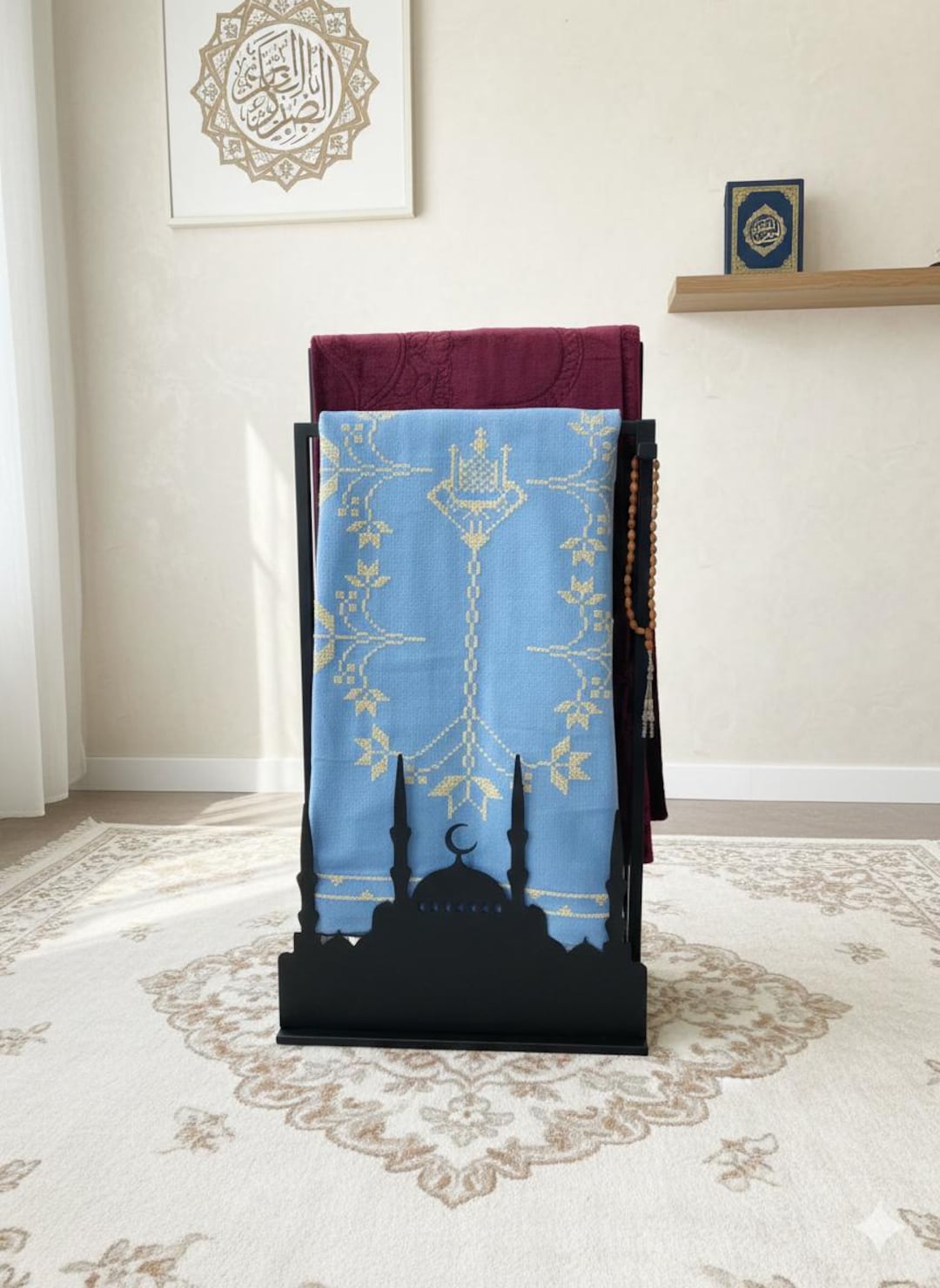 Prayer Rug Display Stand, Islamic Prayer Mat Holder, Mosque Decor
