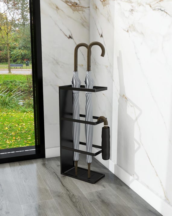 Moderner Metall Schirmständer | Eingangsbereich Stock- und Stockhalter | Handgefertigter Regenschirm-Halter | Minimalistischer Organizer für den Flur
