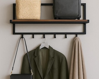 Entryway Organizer Minimal Wall Mounted Coat Rack With Shelf