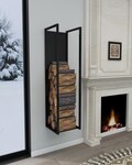 Wall Mounted Firewood Rack - Indoor Log Holder -Firewood Storage -Metal Firewood Holder for Home