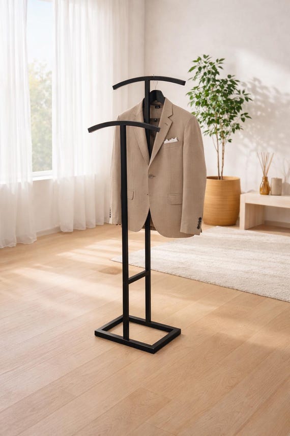 Minimalistischer Herrendiener aus Metall, moderner Anzugständer, Kleiderbutler für Schlafzimmer, Büro & Ankleidezimmer, Premium-Kleiderorganisator