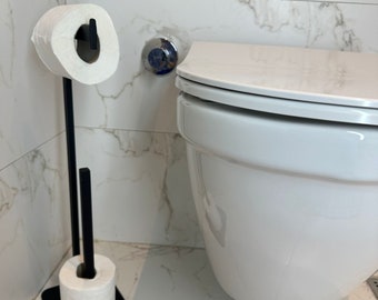 Portarrollos de papel higiénico de metal moderno, almacenamiento independiente para baño