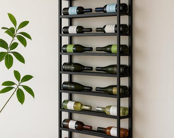 Botellero de pared moderno: expositor hexagonal de metal y soporte para copas, minimalista, para amantes del vino.