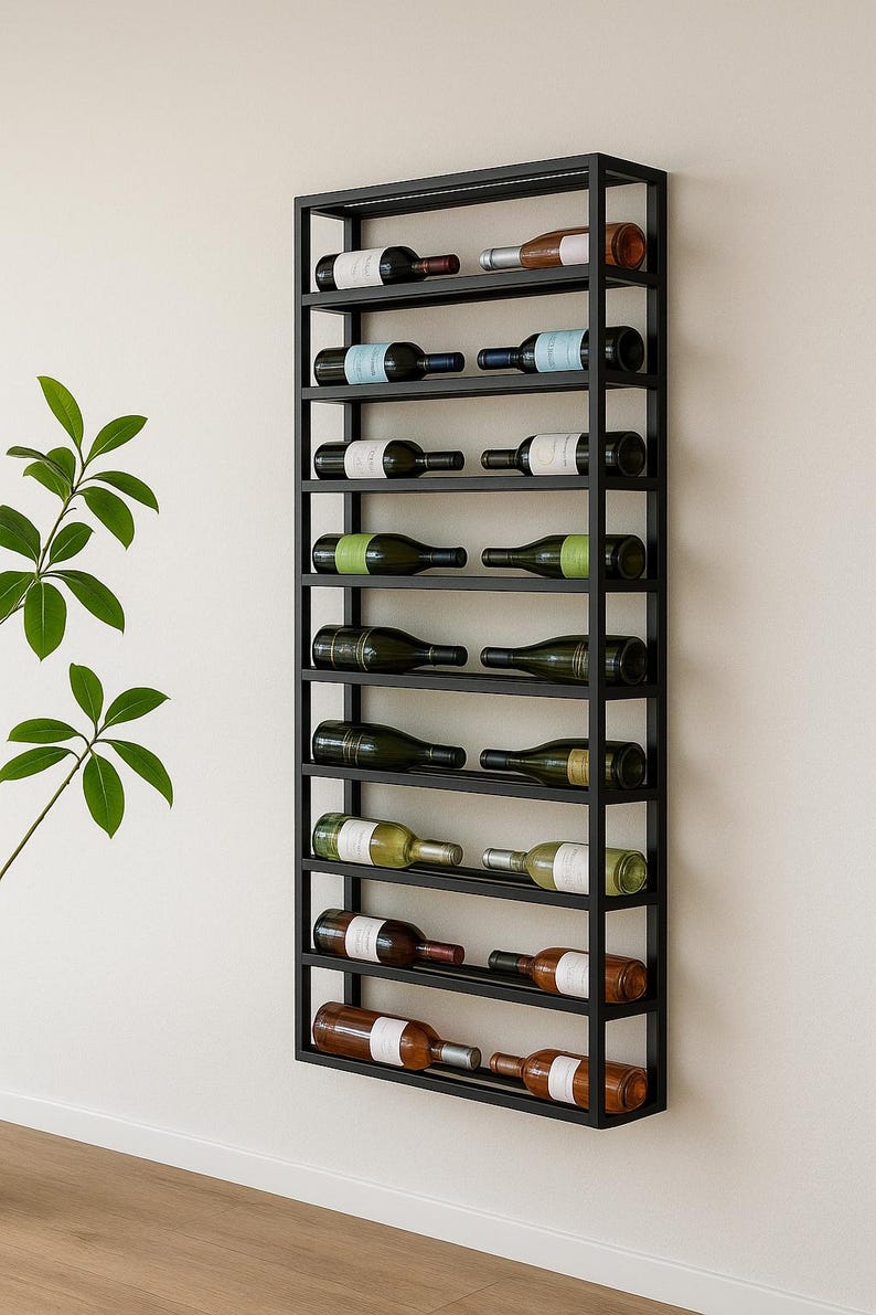 Modern Wall Mounted Wine Rack – Metal Hexagon Wine Display & Wine Glass ...