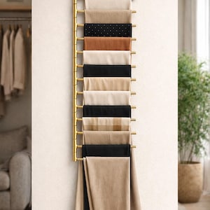 Movable Wall Mounted Metal Hanger – Scarf, Shawl, Towel, Pants and Tie Organizer – Space Saving Multi-Purpose Rack image 9