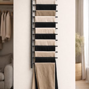 Movable Wall Mounted Metal Hanger – Scarf, Shawl, Towel, Pants and Tie Organizer – Space Saving Multi-Purpose Rack image 8