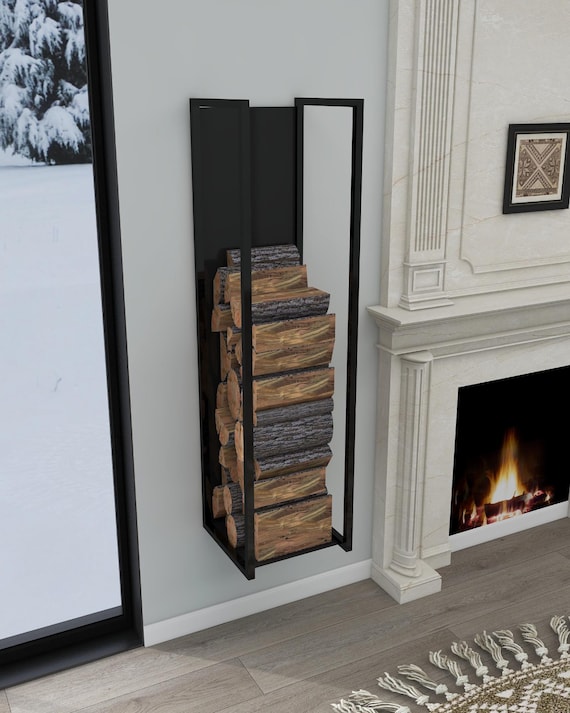 Wall mounted firewood holder hotsell