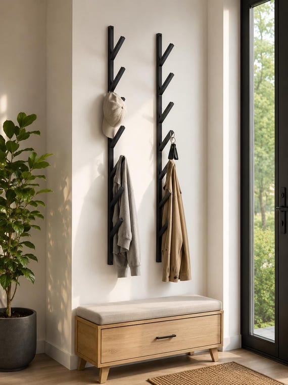 Garderobenhaken für den Eingangsbereich, Metallgarderobe, Flurorganizer, Wandhaken im Industriestil, Wandhalterung für Garderoben, Moderne Wohnaccessoires
