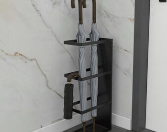 Modern Metal Umbrella Stand | Entryway Cane & Stick Holder | Handmade Umbrella Rack | Minimalist Hallway Organizer