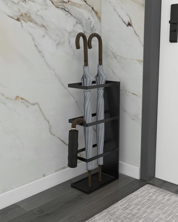 Moderner Metall Schirmständer | Eingangsbereich Stock- und Stockhalter | Handgefertigter Regenschirm-Halter | Minimalistischer Organizer für den Flur