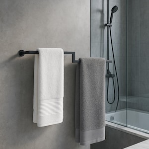 Wall Mounted Towel Holder – Minimalist Metal Towel Rack for Kitchen & Bathroom, Hand Towel Bar with Hooks, Modern Bathroom Decor