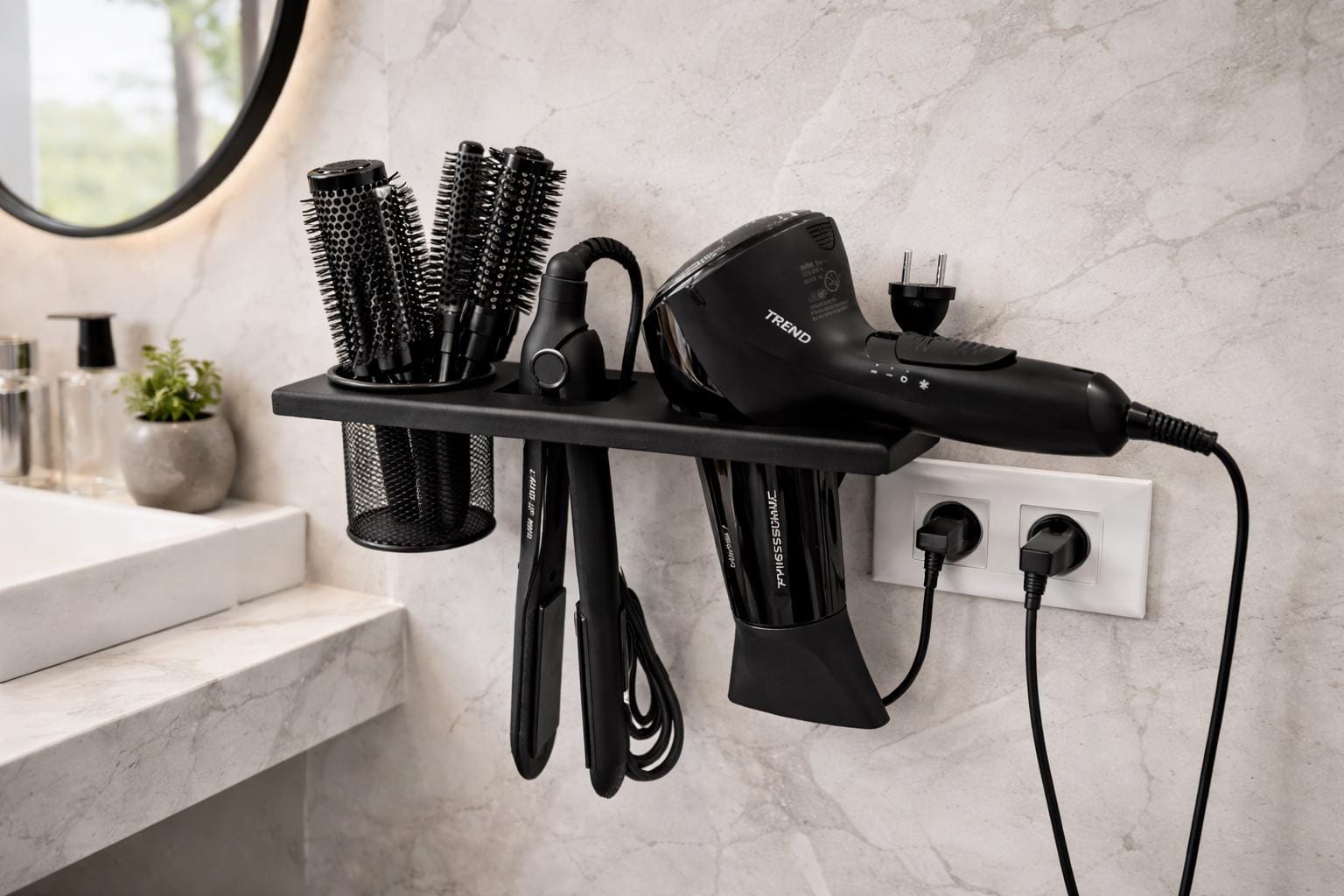 Hair Dryer Curling Iron Holder Wall Mount - Etsy display picture 3