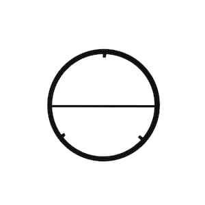 May include: A black circular target reticle with a horizontal line bisecting the circle and short vertical lines at the top, bottom, and sides. The reticle is set against a white background.