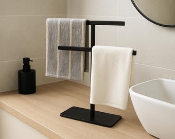 Freestanding Metal Towel Holder, Modern Bathroom Hand Towel Rack, Kitchen Countertop Towel Stand, Paper Towel Holder