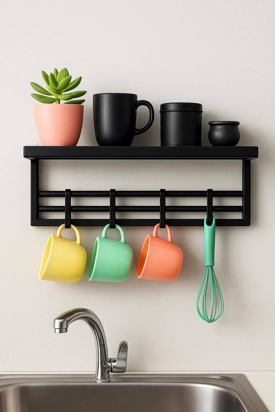 Industrial Metal Kitchen Shelf With Hanging Rods and Hooks - Etsy