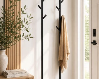 Moderne metalen kapstok voor aan de muur, minimalistische haken voor de hal, decoratieve designhanger voor hoeden, handdoeken en kleding.