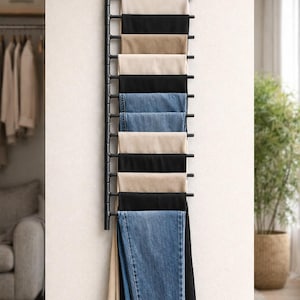 Cintre mural mobile en métal - Organiseur d'écharpe, de châle, de serviette, de pantalon et de cravate - Support polyvalent peu encombrant