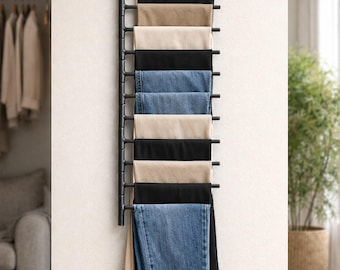 Verplaatsbare metalen hanger voor aan de muur – organizer voor sjaal, omslagdoek, handdoek, broek en stropdas – ruimtebesparend multifunctioneel rek