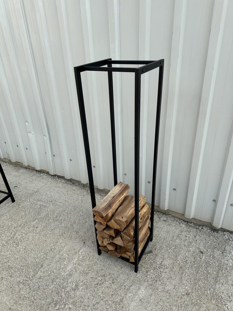 Modern Metal Firewood Rack – Indoor Log Storage, Custom Sizes - Etsy