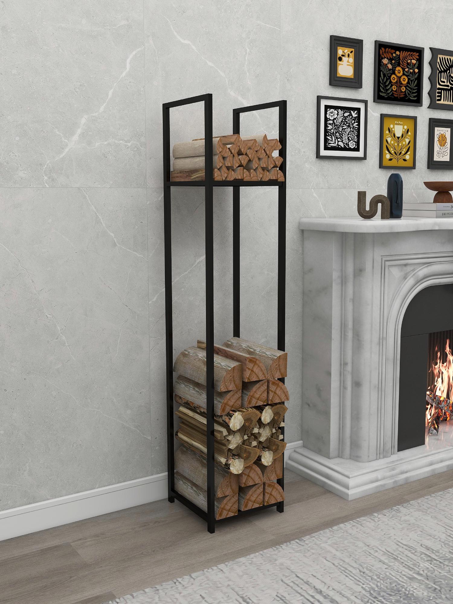 Iron Log Store Log Holder Indoor Metal Tall Indoor Log Storage - Main Image