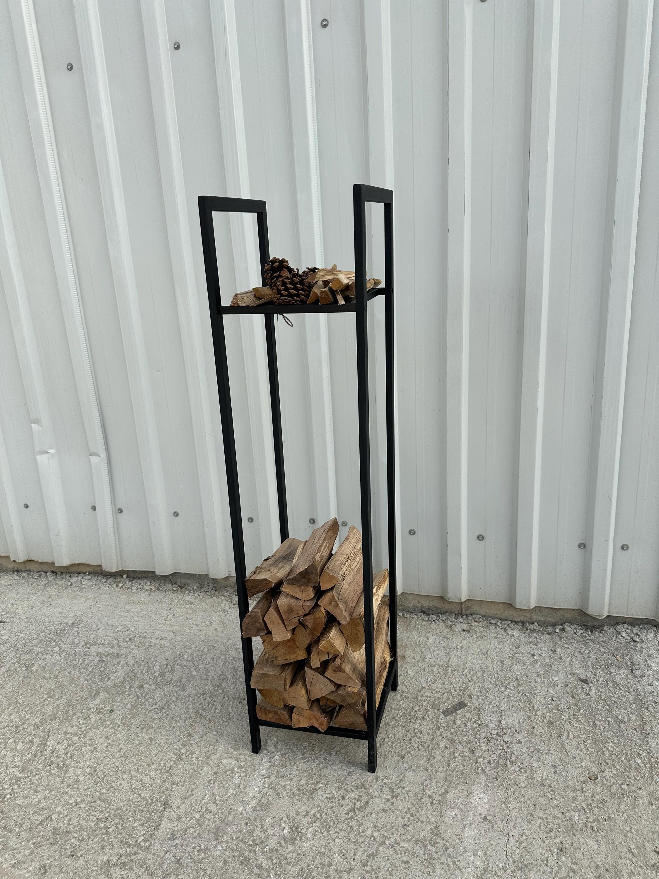 Support à Bois Rustique Flame En Métal Armé Noir – Intérieur/extérieur