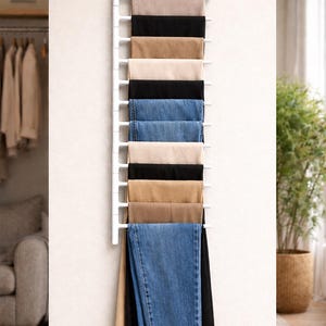 Movable Wall Mounted Metal Hanger – Scarf, Shawl, Towel, Pants and Tie Organizer – Space Saving Multi-Purpose Rack image 7