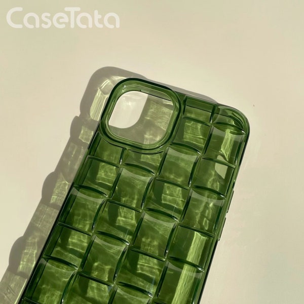 Clear Green Weave iPhone 15 14 13 12 11 Pro Max Case iPhone 13 12 mini Case iPhone XS Max XR Case iPhone 7 8 15 14 Plus Case iPhone SE Case