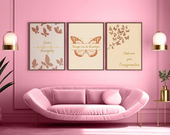 Motivational Quote Wall Art Printables | Wall Art Download | Butterfly Art | Aesthetic Wall Arts | Instant Downloads/Printables.