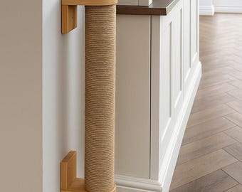 Wall Mounted Cat Scratching Post • Sisal Cat Scratch Pole • Vertical Cat Scratcher for Wall • Space Saving Cat Furniture • Cat Scratch Post