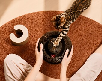 Cat Tunnel, Foldable Honeycomb Cardboard Toy - Rolling Ball Included, 24cm Diameter, 11cm Height