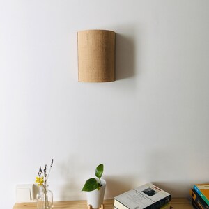 Aplique de pared con pantalla en yute Natural - Aplique de pared de roble - Aplique de madera - Luz de pared - Lámpara de noche