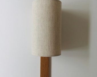 Wall light. Linen lampshade. Oak wood wall light. Bedside lamp. Wall lamp. Wooden applique. hallway lamp