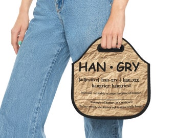 Bolsa de almuerzo de neopreno con apariencia de bolsa de papel Hangry