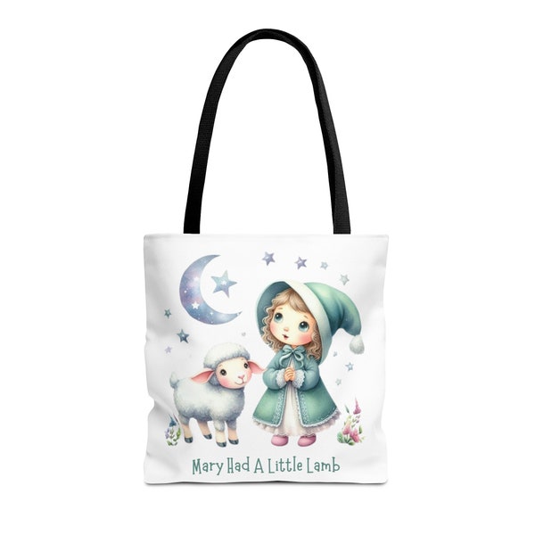 Mary Had A Little Lamb Baby Tote Bag, Gift Bag for New Baby, New Mom Gift, Shower Gift Bag, Nursery Rhyme Bag
