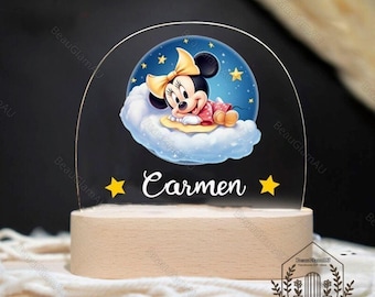 Prénom personnalisé Veilleuse pour bébé, Veilleuse Minnie Mouse, Décoration de chambre d'enfant, Veilleuse pour chambre de bébé, Veilleuse LED pour chambre de bébé, Cadeau bébé fille