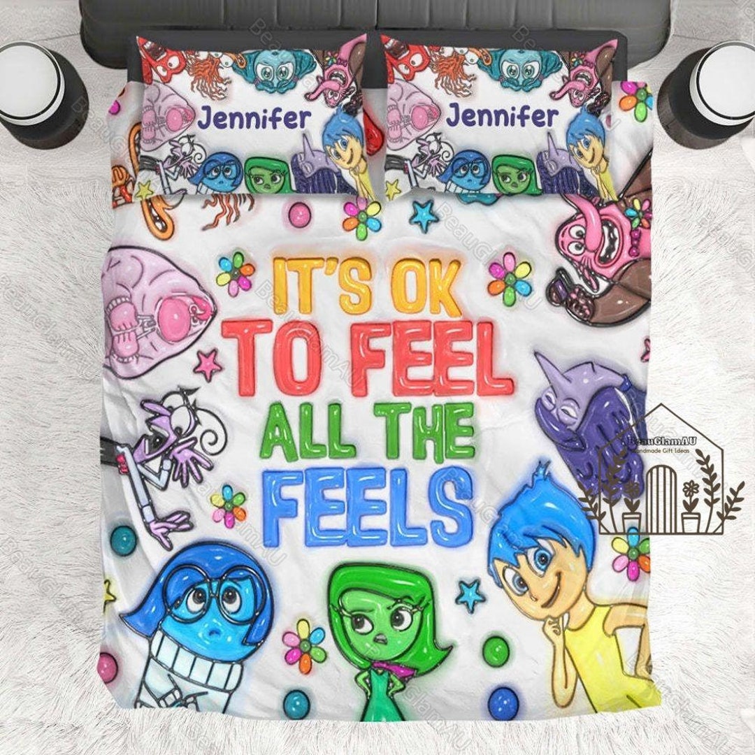 Inside Out Bedding Set, Disney Inside Out Duvet Cover, It's Okay to Feel All the Feels Bedding