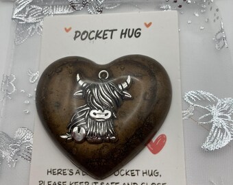 Highland cow silver pocket hug