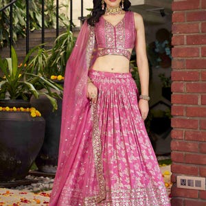 Lehenga choli rose pour femme designer indien vêtements de mariage tenues de réception tenues de fonction chaniya choli à la mode pour fille tenues indiennes
