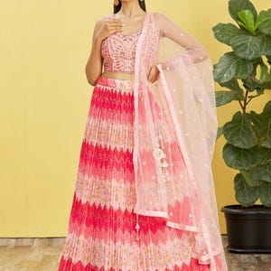 pink lehenga choli for women designer indian wedding wear reception wear function wear trendy chaniya choli for girl indian outfits