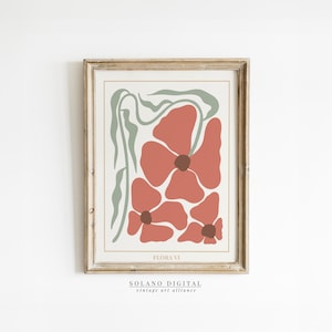 Terracotta Floral Prints Boho Flower Market Poster Boho Abstract Flowers Print Vintage Wall Art Digital Download Abstract Botanical Art