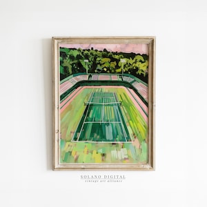 Green Tennis Court Vintage Art Print (Digital Download)