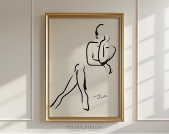 Stampa minimalista di una figura femminile stilizzata: silhouette astratta di donna (download digitale)