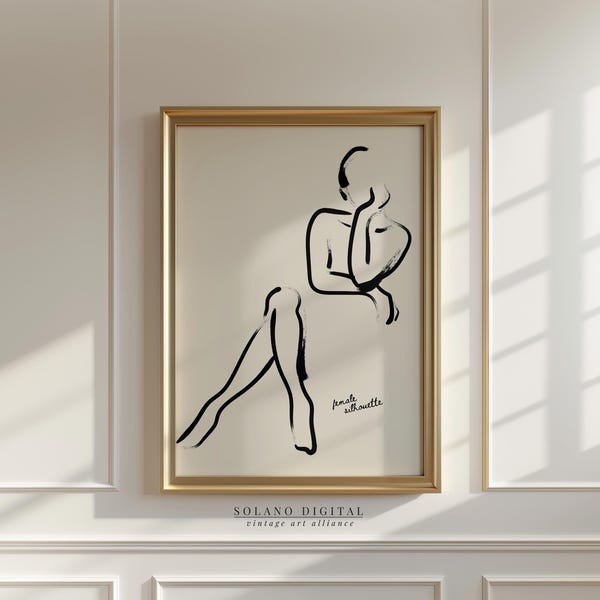 Minimalist Female Line Art Print: Abstract Woman Silhouette (Digital Download)