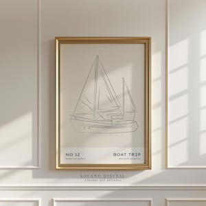 Minimalist Sailboat Printable Art, Nautical Line Drawing, Coastal Wall Decor, Digital Boat Print, Modern Sea Art Download, Ocean Inspired