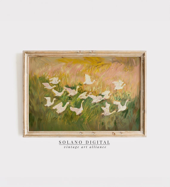 Vintage Duck Painting: Cottagecore Nursery Art (Digital Download)