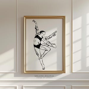 Ballet Dancer Printable Wall Art | Minimalist Dance Line Drawing | Digital Download Woman in Motion | Modern Black White Poster